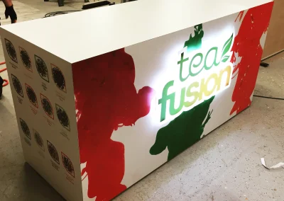Custom counter with backlit logo